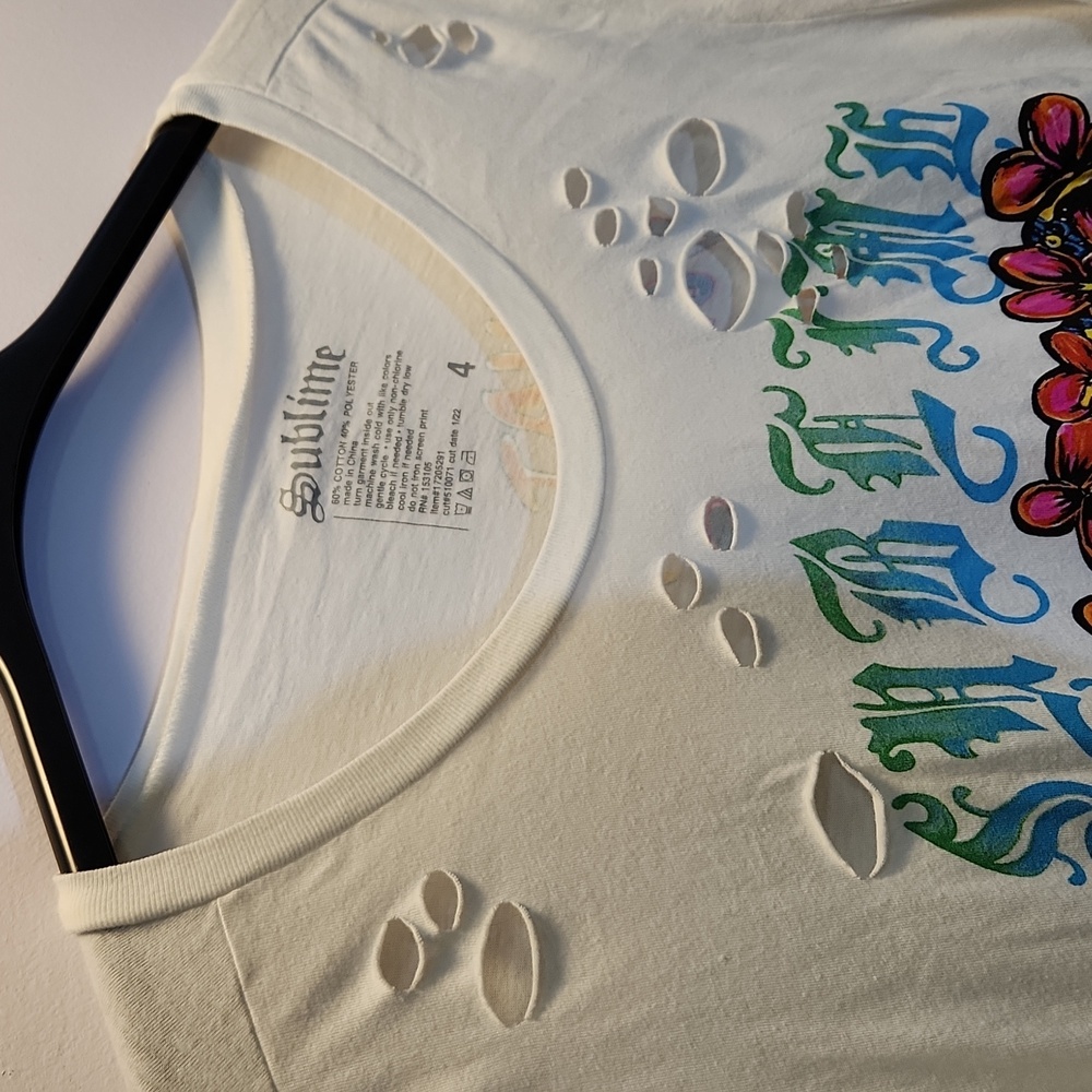 Sublime very big tee shirt size 4 XL white with bright colors mushroom face - Picture 4 of 7